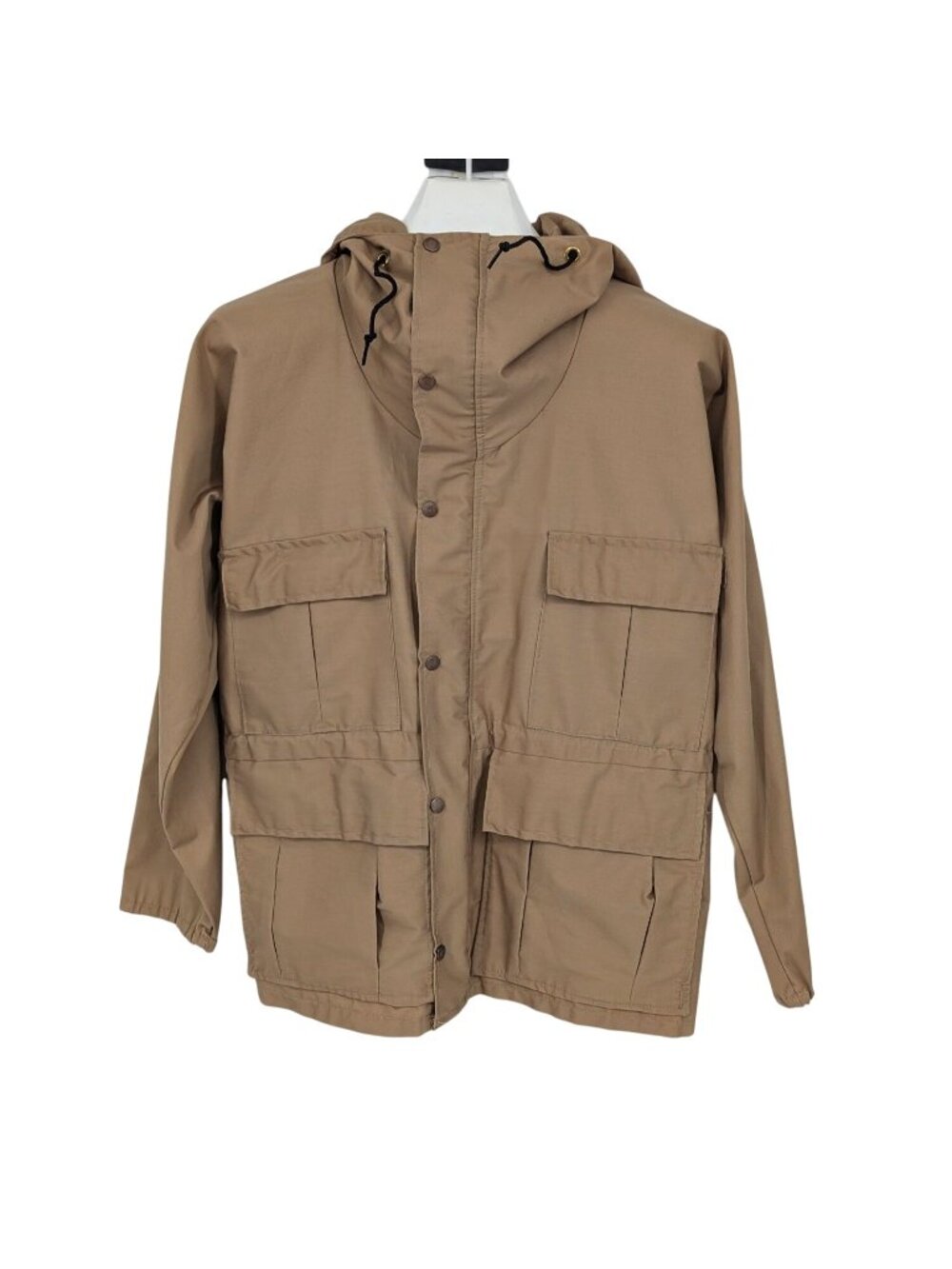 Vtg 90s Utility Field Jacket Canvas Unlined Hooded Gorpcore Workwear USA Size XL